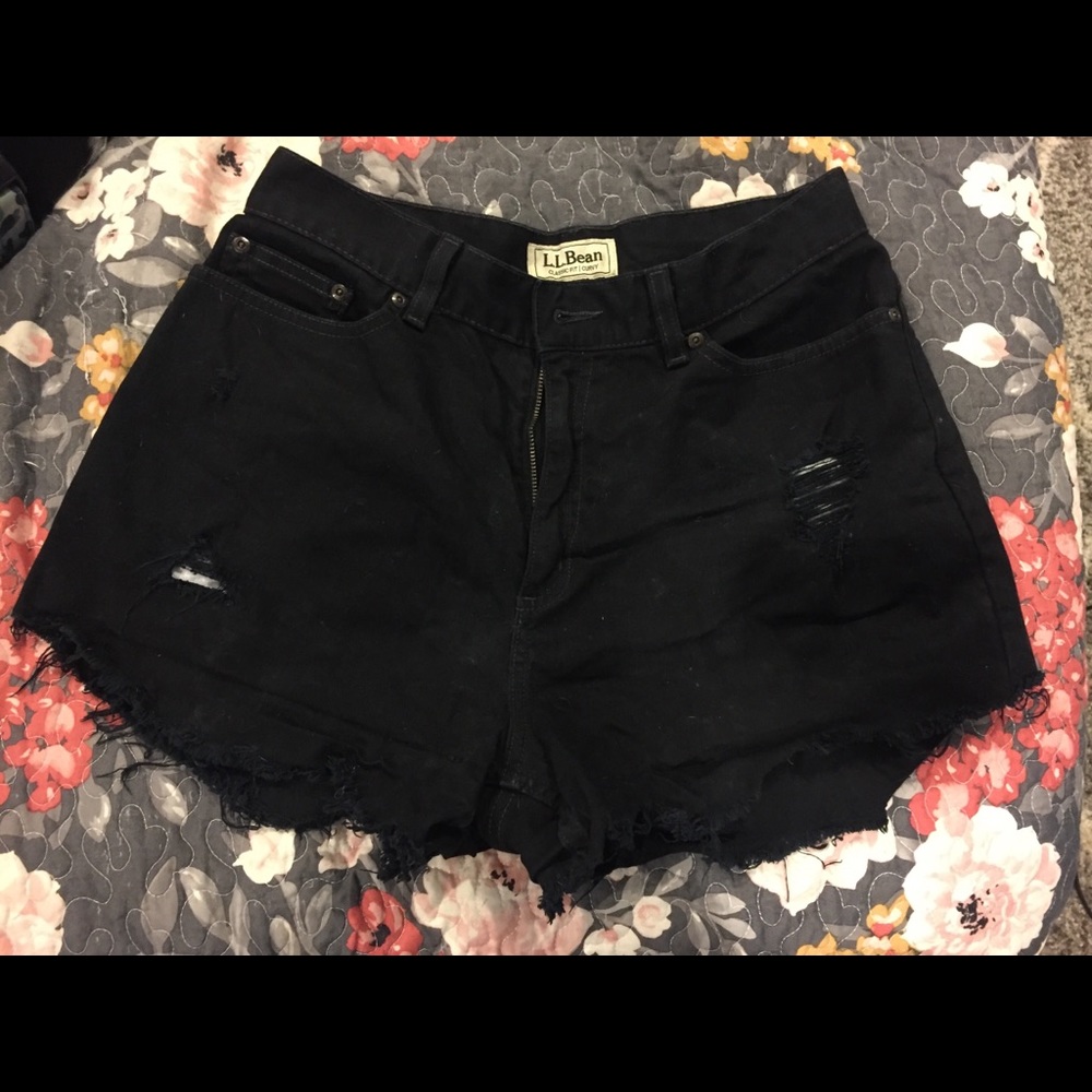 LL Bean High waisted cutoff black jean shorts